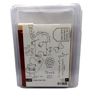 Stampin Up Happy Heart Day 7 Piece Rubber Stamp Kit Unmounted Valentines Sayings
